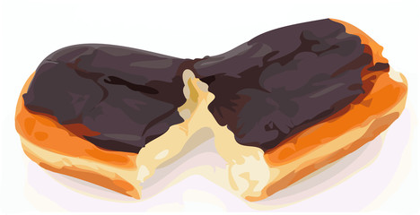 Bavarian Cream Chocolate Long Johns  Color Vector Illustration