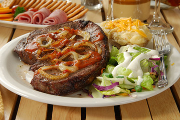 Steak and salad