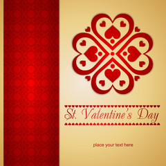 Golden Valentines card with nice pattern