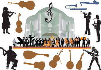 large isolated orchestra illustration