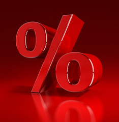 Prozentzeichen auf Rot
