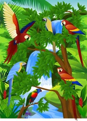 Stof per meter Mooie papegaai in de natuur © matamu