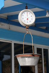 Old scales in greek taverna, used to weight the fish - Greece