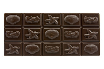 dark chocolate bar isolated on white background