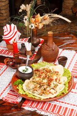 Ravioli with meat and onion