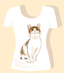 t-shirt design  with tabby cat