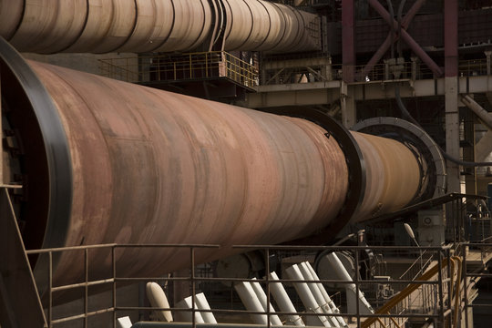 Kiln At A Cement Plant.