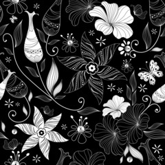 Motif floral noir sans effort