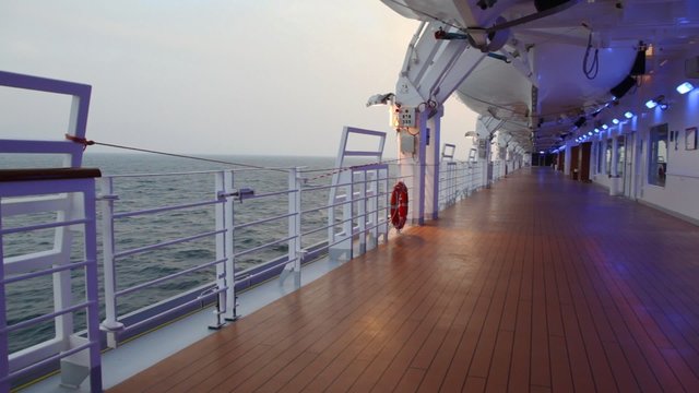 deck with illumination of cruise liner