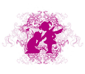 Teufelchen küsst Engelchen gemustert