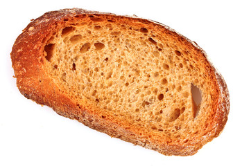 slice of bread on a white background