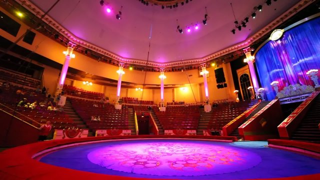 interior of circus with empty arena before performance