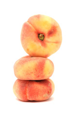 Flat Peaches Isolated on White Background