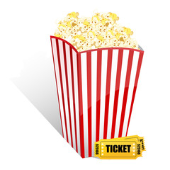 popcorn with movie tickets