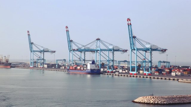 cargo ships in sea freight dock