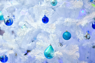 decoration of white christmas tree