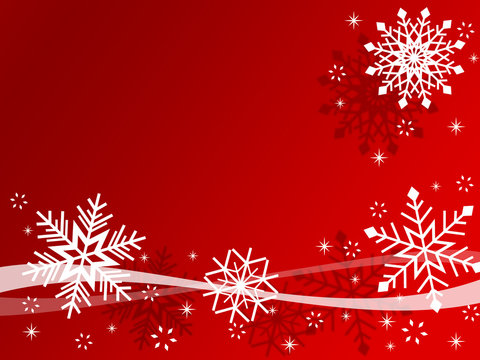 Red Christmas card with snowflakes