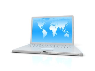 Professional Laptop on white background with reflection