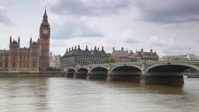 Houses of Parliament, Big Ben and Westminster Bridge near Thames