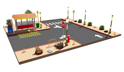 Strada Incrocio-Crossing Road-3D