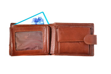 Brown wallet with discount card