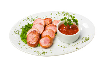 Bavarian sausages with ketchup