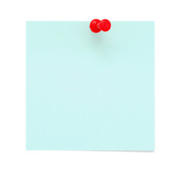 Blue post it note with pushpin