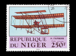 African mail stamp featuring the Farman biplane © Steve Mann