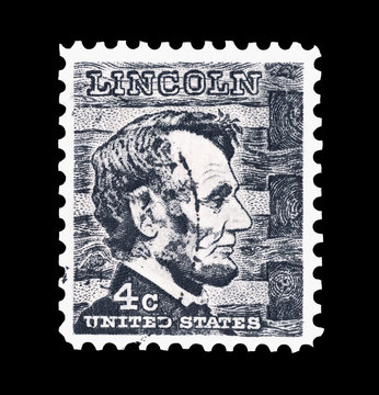 Mail stamp from the USA featuring Abraham Lincoln