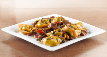 braised beef and portobello tortelloni