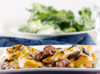 braised beef and portobello tortelloni