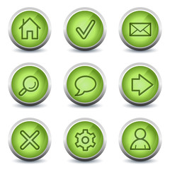 Basic web icons, green glossy set