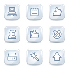 Data web icons, white glossy buttons