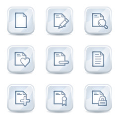 Document web icons set 2, white glossy buttons