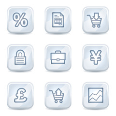 E-business  web icons, white glossy buttons