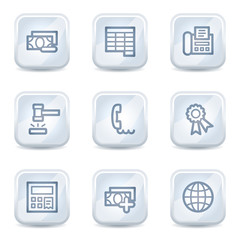 Finance web icons set 2, white glossy buttons
