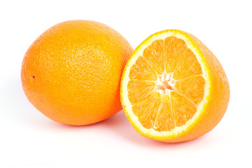 Ripe orange isolated on white background.