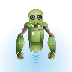  Leuke groene robot vector achtergrond © krabata