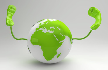 A global telecommunication concept with the green planet