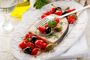 swordfish with tomatoes capers and olive