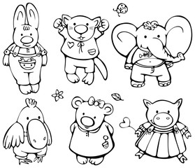 Silhouettes of  cute animals.