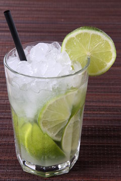 Caipirinha Cocktail On Bamboo