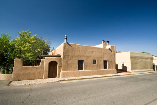 Adobe House Home Blue Sky Santa Fe, New Mexico, United States