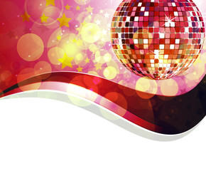 Diskoball rot mit Hintergrund