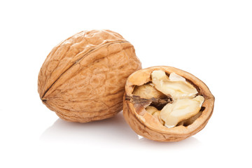 Walnut on white background
