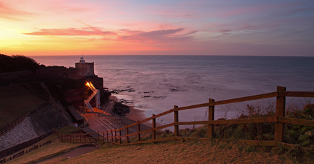 Jacobs ladder at sunrise in sidmouth