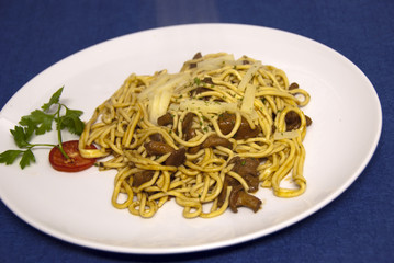 Spaghetti with mushrooms