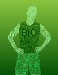 Silhouette of a man made with the word BIO