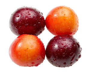 Macro of two-coloured cherries
