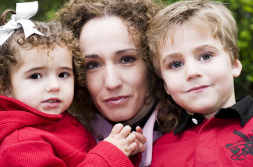 Portrait of mother and children